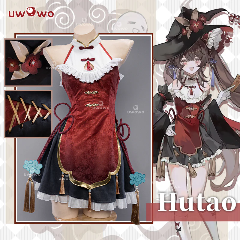 [Last Batch]【In Stock】Uwowo Genshin Impact Fanart Hutao Little Witch Halloween Cosplay Costume - Image 3