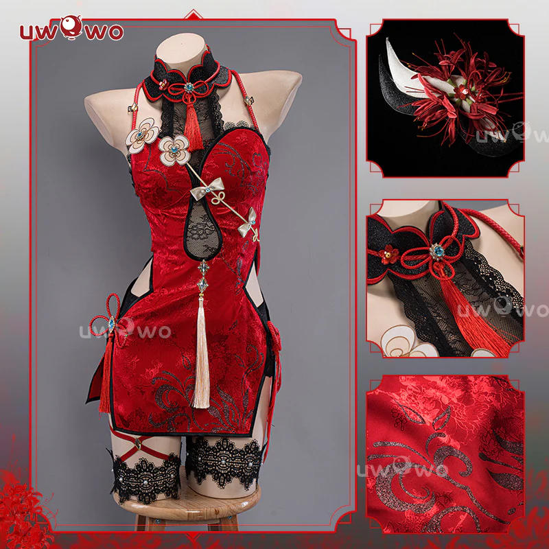 【Special Discount】[Last Batch]【In Stock】Uwowo Genshin Impact Fanart Shenhe Red Chinese Style Dress Cosplay Costume - Image 4