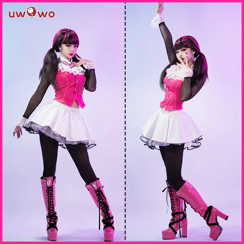 S-3XL INSTOCK Uwowo Upgrade Draculaura G1 Pink Suit Vampire Anime Female Halloween Cosplay Costumes - Image 3