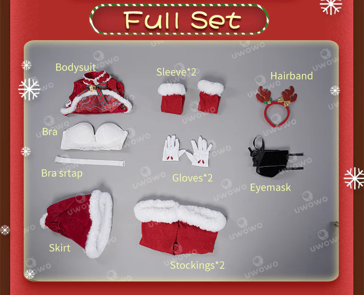 S-3XL Uwowo Nier: Automata 2B Red Holiday Christmas Cosplay Costume - Image 8
