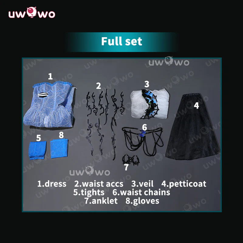 Uwowo Collab Series: Ghost Bride Doll Gown Halloween Cosplay Costume S-3XL - Image 5