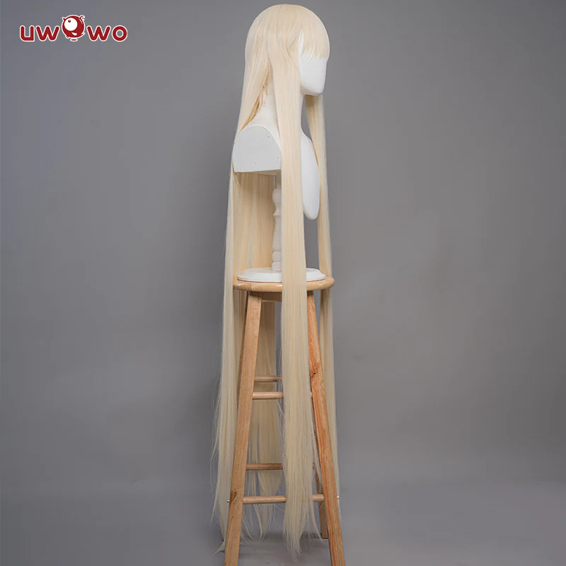 Uwowo Anime/Manga Chobits Chii Lolita Pink Bow Clamp Wig Light Yellow Long hair - Image 4