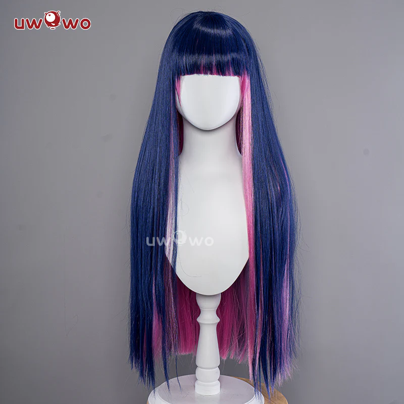 Uwowo Anime Panty & Stocking with Garterbelt Cosplay Wig Stocking·Anarchy Blue And Pink Long Hair - Image 2
