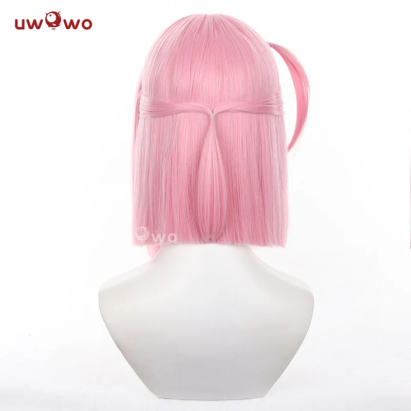 Uwowo Game Genshin Impact Charlotte Cosplay Wig Middle Pink Hair - Image 4