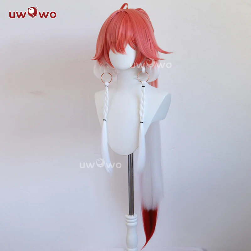 【Pre-sale】Uwowo Game Wuthering Waves Changli Cosplay Wig Long Pink And White Hair - Image 3