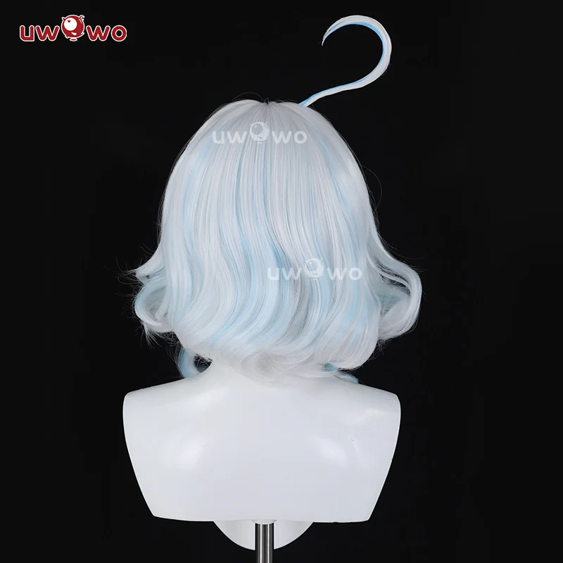 Uwowo Genshin Impact Fanart Furina Chinese Style Lolita Dress Cosplay Wig Long Gradient Blue Hair - Image 6