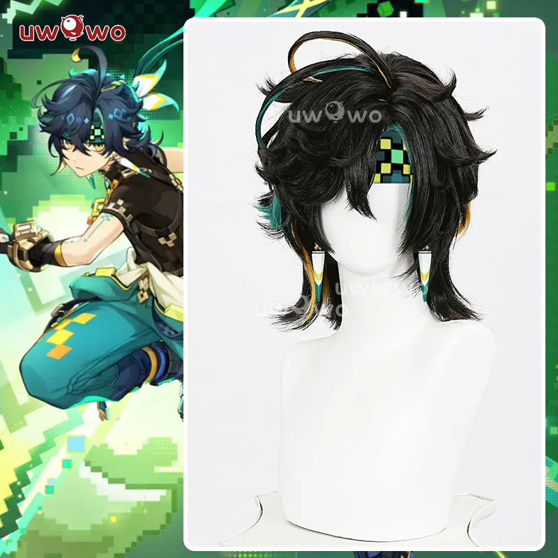 【Pre-sale】Uwowo Genshin Impact Natlan Dendro Kinich Cosplay Wig Short Black Hair
