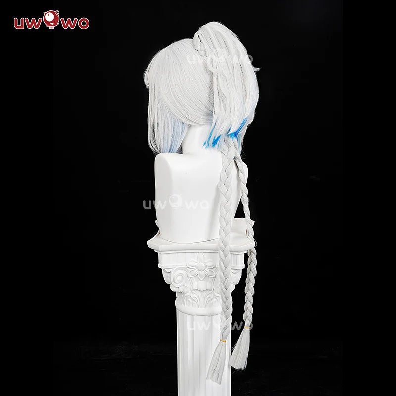 Uwowo Genshin Impact Natlan Mualani Cosplay Wig Long Grey Hair - Image 3