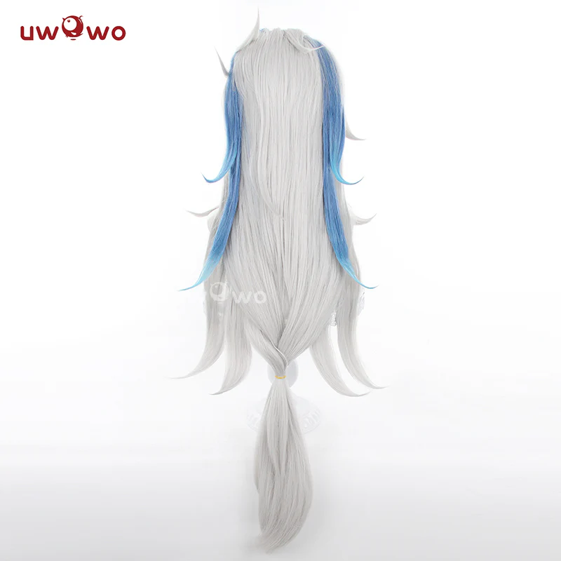 Uwowo Genshin Impact Neuvillette Cosplay Wig Silver Long Hair - Image 4