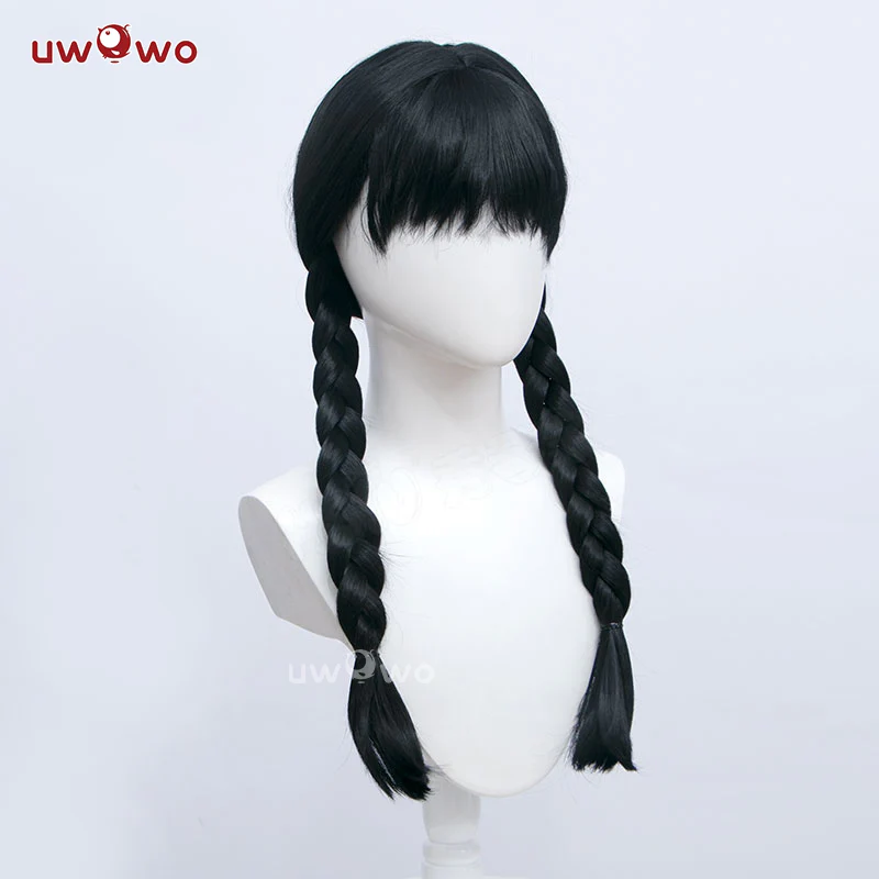 Uwowo Movie Wednesday Addams Cosplay Wig Women Long Braided Hair - Image 3