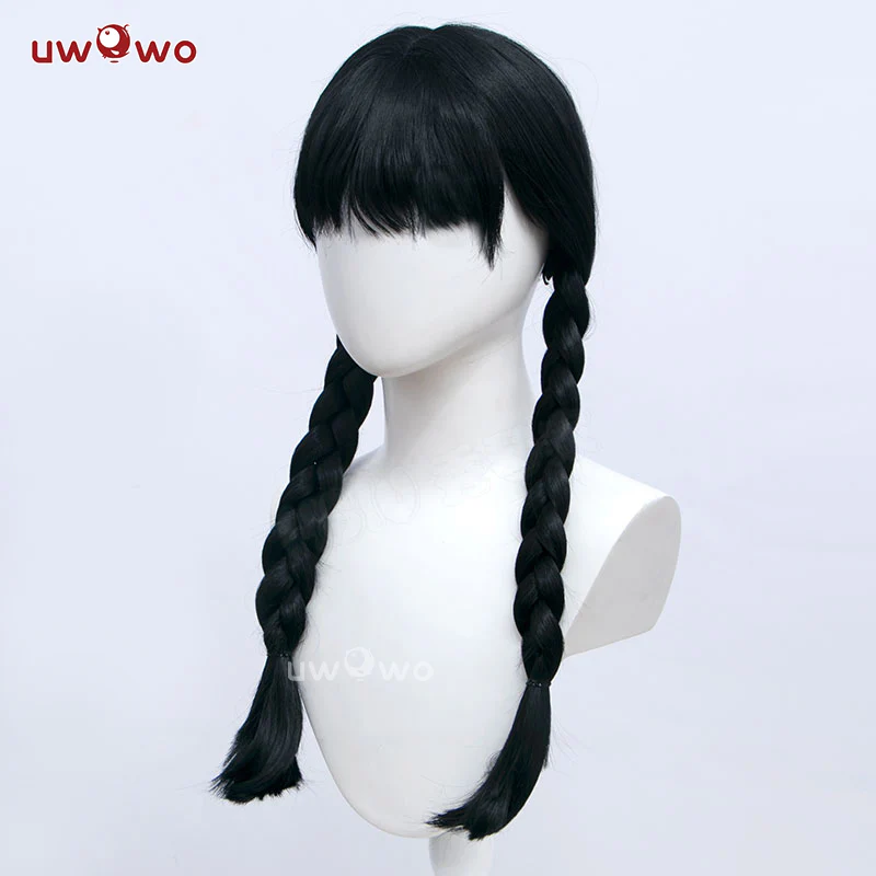 Uwowo Movie Wednesday Addams Cosplay Wig Women Long Braided Hair - Image 4