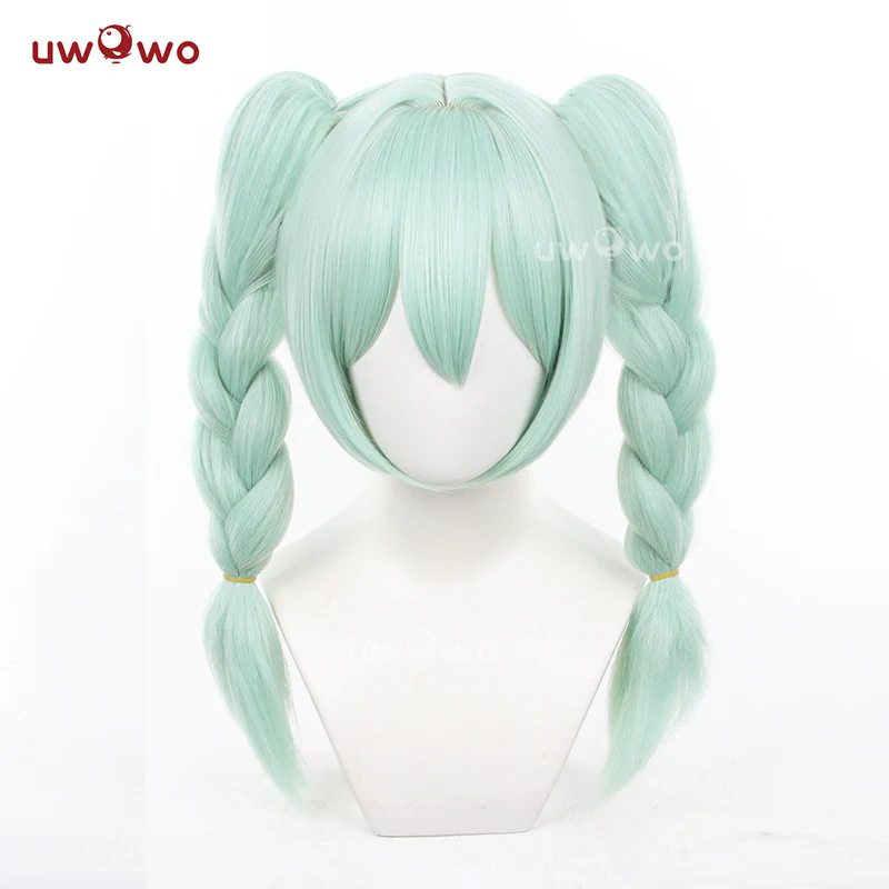 Uwowo V Singer Cute Bunny Cosplay Wig Middle Light Green Hair - Image 2