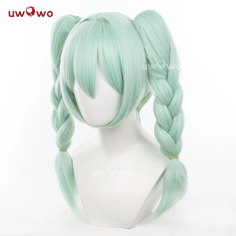 Uwowo V Singer Cute Bunny Cosplay Wig Middle Light Green Hair - Image 3