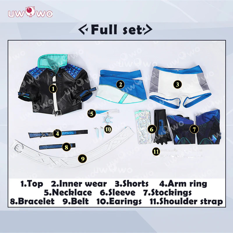 Uwowo Collab Series: Game Cosplay Women Suit Blue And Black Costume - Image 6
