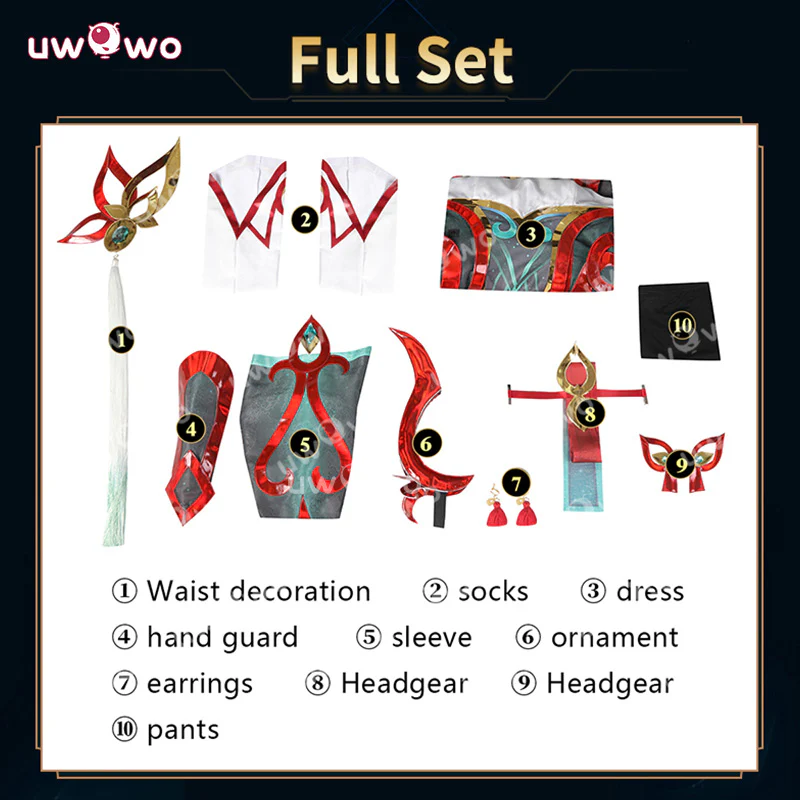 Uwowo Collab Series: Game Female Cosplay Costume Green - Image 5