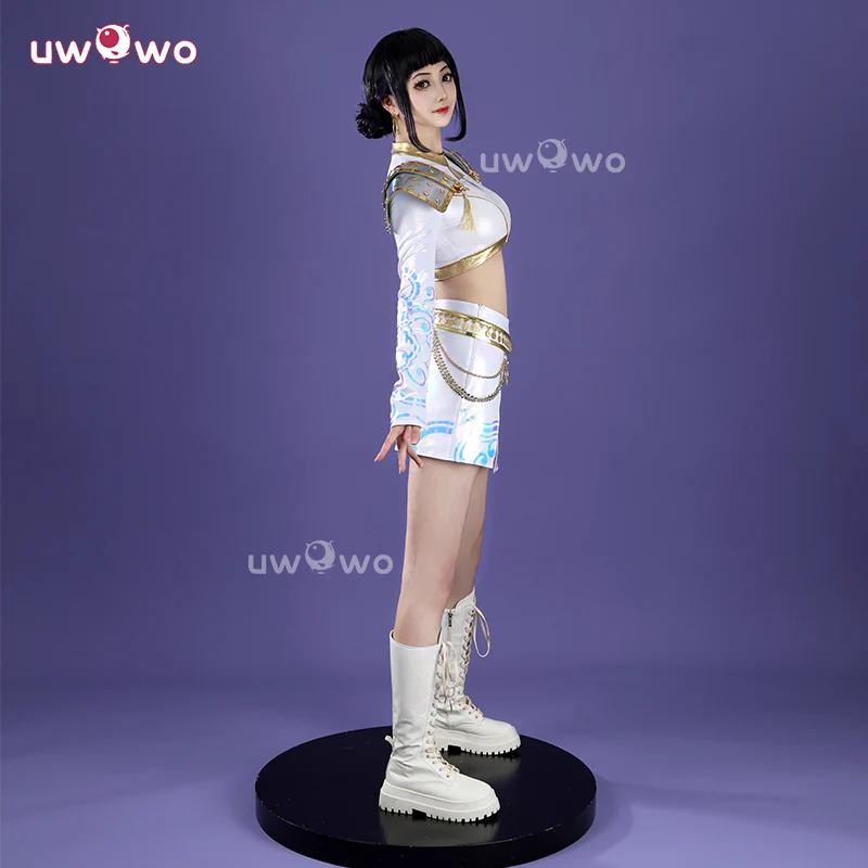 Uwowo Collab Series: Kpop White Holographic Performance Cosplay Costume XS-3XL - Image 4