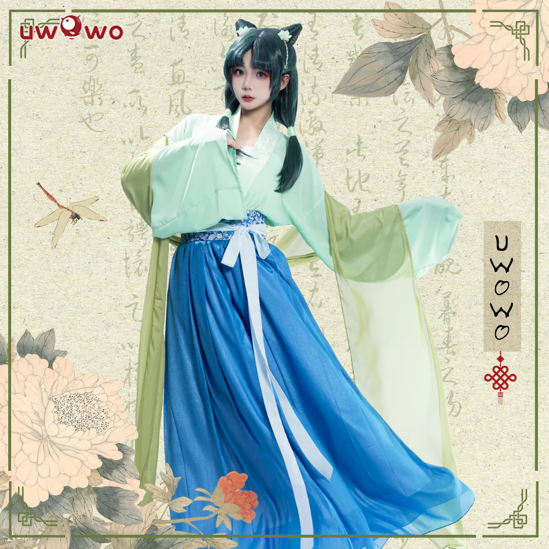 INSTOCK-Uwowo Anime The Apothecary Diaries Maomao Frog Green Hanfu Style Hunt Cosplay Costume - Image 3