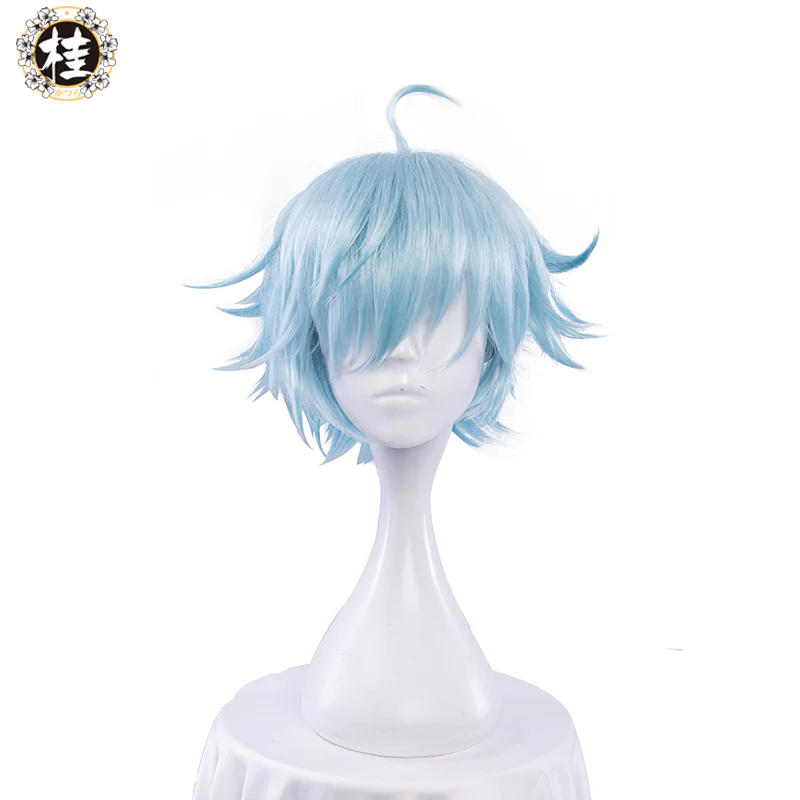 Uwowo Game Genshin Impact Chongyun Frozen Ardor Cosplay Wig 30cm Ice blue Short Hair - Image 5