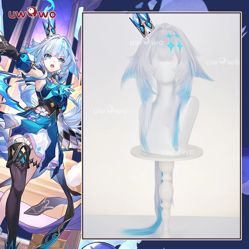 Uwowo Honkai Star Rail Cerydra Cosplay Wig Long Silver And Blue Hair