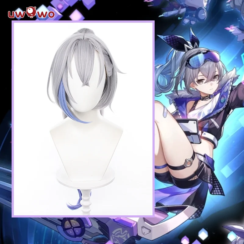 Uwowo Honkai Star Rail Silver Wolf Hacker Stellaron Hunters HSR Cosplay Wig Middle Silver Wig